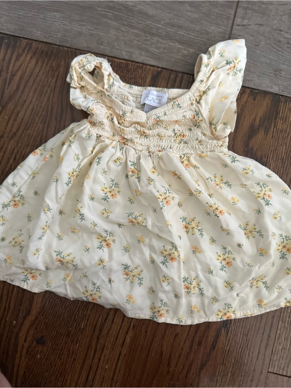 The Children's Place Pale Yellow Floral Smocked Dresso